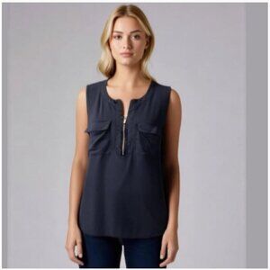 Ellen Tracy blue short sleeve top SZ Medium